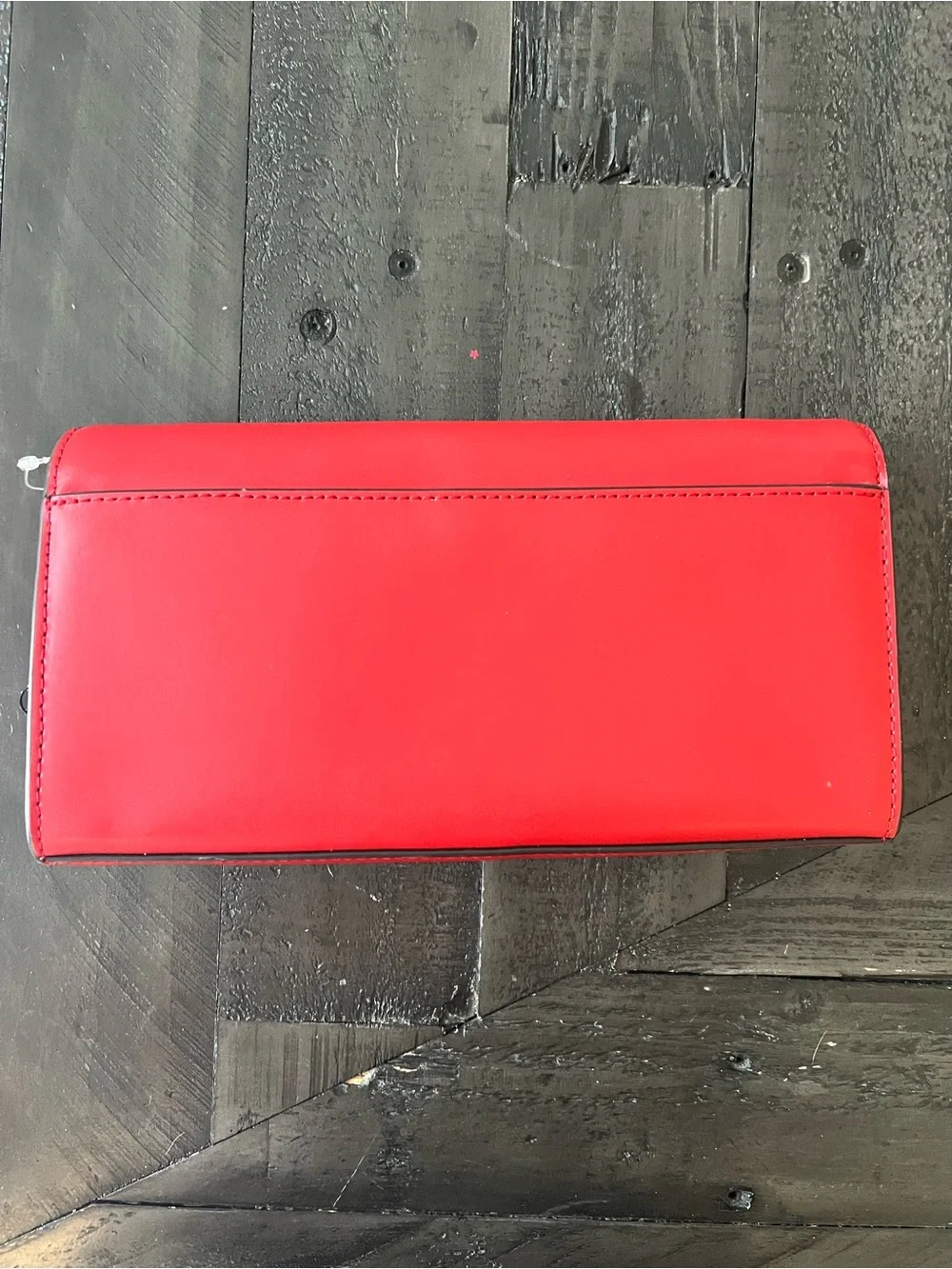 Michael Kors Red Leather MK Logo Clutch Wallet Crossbody Bag